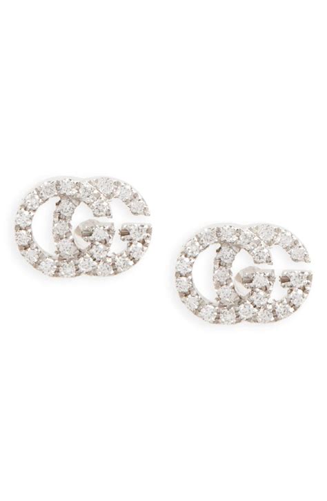 double-g diamond stud earrings gucci|gucci double g hoop earrings.